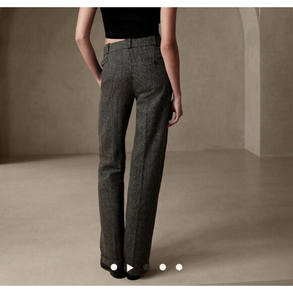 Banana Republic Wylder Straight Tweed Pant Trouser Cuffed Sz 8P Blackstone Twill - Picture 4 of 16